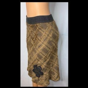 Plaid Brown Skirt with Black Accent